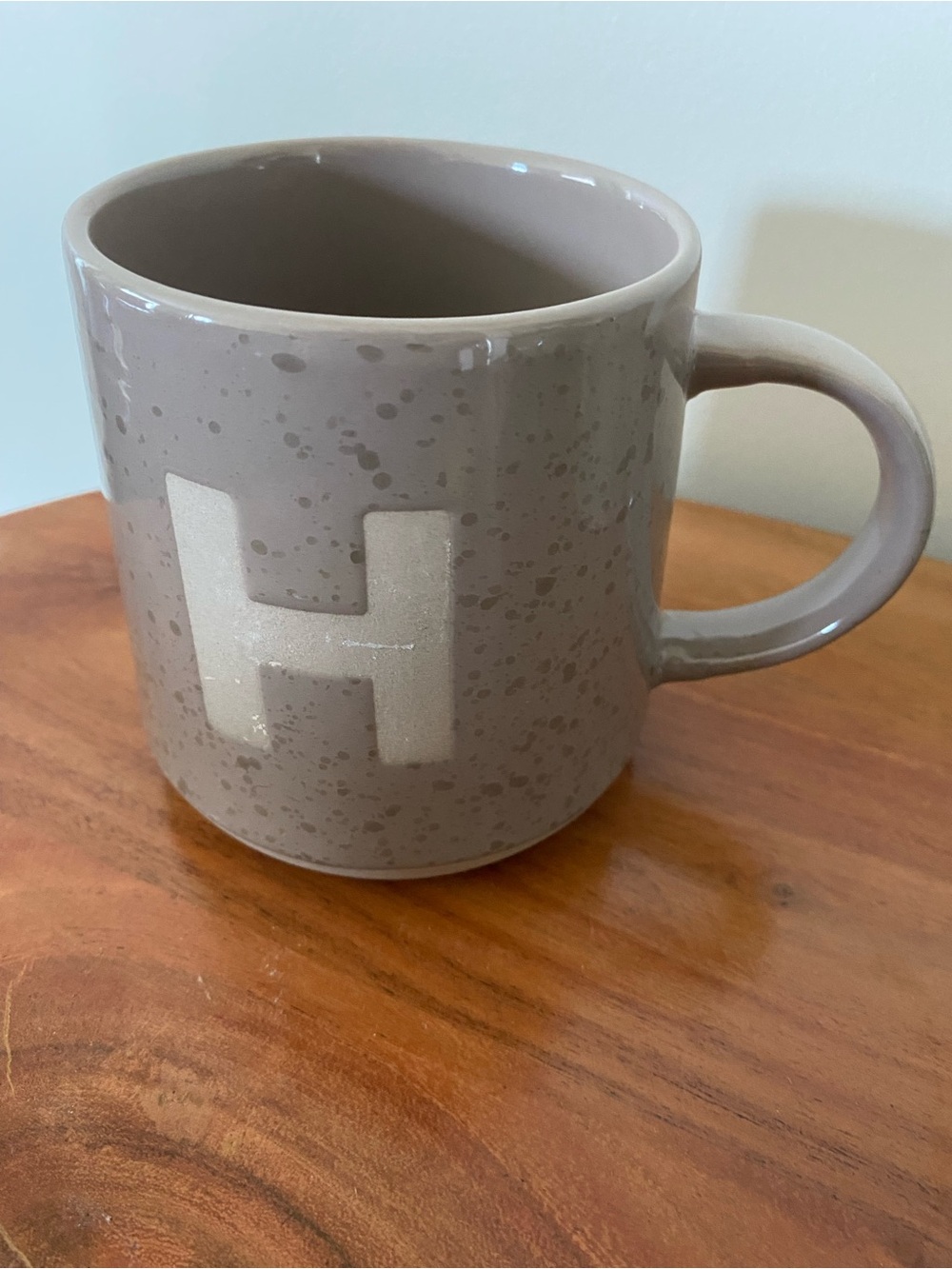 Monogram Stoneware Mug - Taupe H Initial